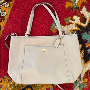 Vintage Coach Beige Large Leather Tote / Shoulder Bag - Never Used!